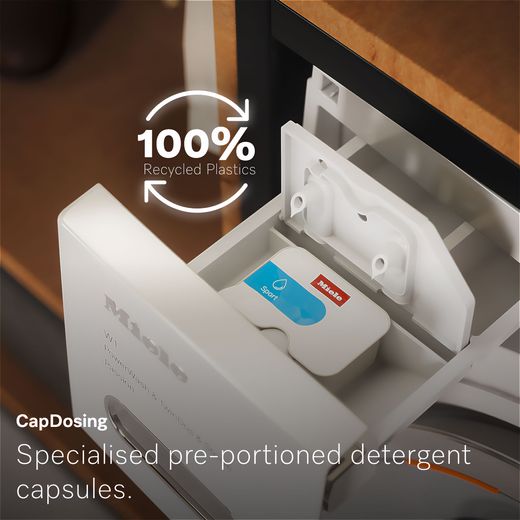 Miele W1 WSK363 WCS 10kg Washing Machine with 1400 rpm - White - Annotation - Cap dosing shot